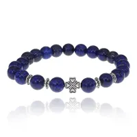 Браслет Клевер с нат.камнем Лазурит 8мм BSH-06-10S