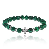 Браслет Клевер с синт.камнем Малахит 8мм BSH-06-12S