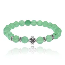 Браслет Клевер с нат.камнем Нефрит 8мм BSH-06-13S