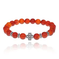 Браслет Клевер с нат.камнем Сердолик 8мм BSH-06-17S