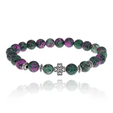 Браслет Клевер с синт. камнем Цоизит 8 мм BSH-06-22S