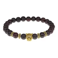 Браслет-амулет Леопард с нат. камнем Гранат 8мм BSH-07-06S