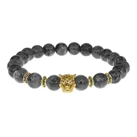 Браслет-амулет Леопард с нат.камнем Лабрадор 8мм BSH-07-08S