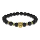 Браслет-амулет Леопард с нат. камнем Черный агат 8мм BSH-07-23S