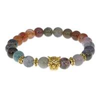 Браслет-амулет Леопард с нат. камнем Яшма 8мм BSH-07-25S