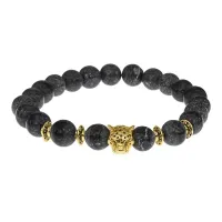 Браслет-амулет Леопард с нат. камнем Змеевик 8мм BSH-07-29S