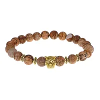 Браслет-амулет Леопард с нат. камнем Песочная яшма 8мм BSH-07-30S