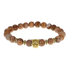 Браслет-амулет Леопард с нат. камнем Песочная яшма 8мм BSH-07-30S