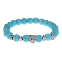 Браслет-амулет Леопард с синт. камнем Бирюза 8мм BSH-07-05S