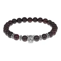 Браслет-амулет Леопард с нат. камнем Гранат 8мм BSH-07-06S