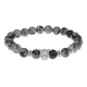 Браслет-амулет Леопард с нат. камнем Снежный обсидиан 8мм BSH-07-14S
