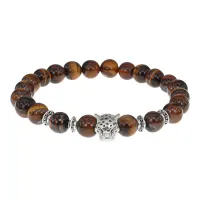 Браслет-амулет Леопард с нат. камнем Тигровый глаз 8мм BSH-07-19S