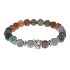 Браслет-амулет Леопард с нат. камнем Яшма 8мм BSH-07-25S