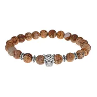 Браслет-амулет Леопард с нат. камнем Песочная яшма 8мм BSH-07-30S
