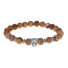 Браслет-амулет Леопард с нат. камнем Песочная яшма 8мм BSH-07-30S
