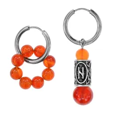 Серьги Конго с руной Хагалаз и нат.камнем Сердолик SEC-04-03