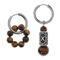 Серьги Конго с руной Гебо и нат.камнем Тигровый глаз SEC-04-07