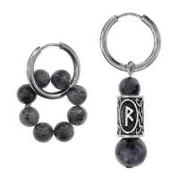 Серьги Конго с руной Райдо и нат.камнем Лабрадор SEC-04-09