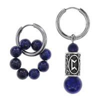 Серьги Конго с руной Перт и нат.камнем Лазурит SEC-04-13