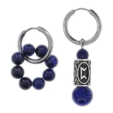 Серьги Конго с руной Перт и нат.камнем Лазурит SEC-04-13