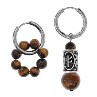 Серьги Конго с руной Феху и нат.камнем Тигровый глаз SEC-04-16