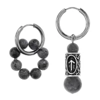 Серьги Конго с руной Тейваз и нат.камнем Лабрадор SEC-04-19