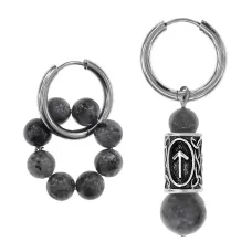 Серьги Конго с руной Тейваз и нат.камнем Лабрадор SEC-04-19