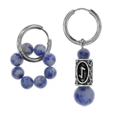 Серьги Конго с руной Эйваз и нат.камнем Содалит SEC-04-21