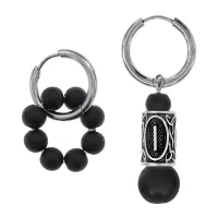 Серьги Конго с руной Иса и синт.камнем Шунгит SEC-04-24