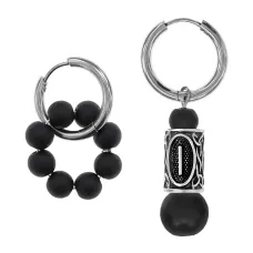 Серьги Конго с руной Иса и синт.камнем Шунгит SEC-04-24