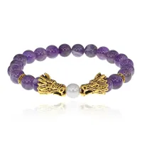 Браслет-амулет Дракон с нат. камнем Аметист 8мм BSH-08-03G