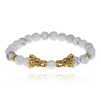 Браслет-амулет Дракон с нат. камнем Кахолонг 8 мм BSH-08-07G