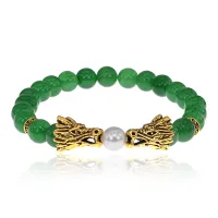 Браслет-амулет Дракон с нат.камнем Нефрит 8мм BSH-08-13G