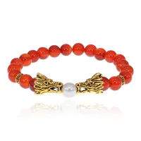 Браслет-амулет Дракон с нат. камнем Сердолик 8мм BSH-08-17G