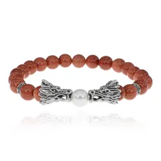 Браслет-амулет Драконы с синт. камнем Коричневый авантюрин 8 мм BSH-08-01S