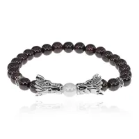 Браслет-амулет Драконы с нат. камнем Гранат 8мм BSH-08-06S