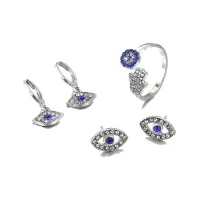 Комплект бижутерии от сглаза (кольцо и 2 пары серег) NJ038