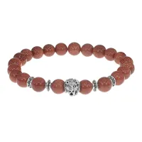 Браслет-амулет Лев с синт. камнем Коричневый авантюрин 8мм BSH-09-01S