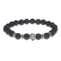 Браслет-амулет Лев с синт. камнем Синий авантюрин 8 мм BSH-09-02S