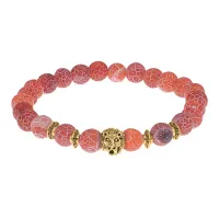 Браслет-амулет Лев с нат. камнем Африканский агат 8мм BSH-09-04G