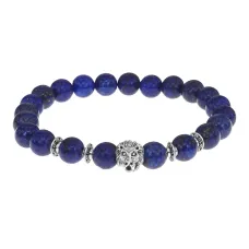 Браслет-амулет Лев с нат.камнем Лазурит 8мм BSH-09-10S