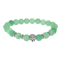 Браслет-амулет Лев с нат. камнем Нефрит 8мм BSH-09-13S