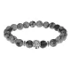 Браслет-амулет Лев с нат.камнем Снежный обсидиан 8мм BSH-09-14S