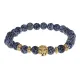 Браслет-амулет Лев с нат. камнем синий Африканский агат 8мм BSH-09-27G