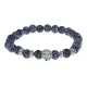 Браслет-амулет Лев с нат. камнем синий Африканский агат 8мм BSH-09-27S