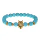 Браслет-амулет Волк с синт. камнем Бирюза 8 мм BSH-10-05G