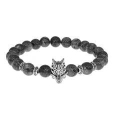 Браслет-амулет Волк с нат. камнем Лабрадор 8мм BSH-10-08S