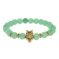 Браслет-амулет Волк с нат.камнем Нефрит 8мм BSH-10-13G