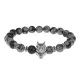 Браслет-амулет Волк с нат. камнем Снежный обсидиан 8мм BSH-10-14S