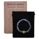 Браслет-амулет Волк с нат. камнем синий Африканский агат 8мм BSH-10-27G